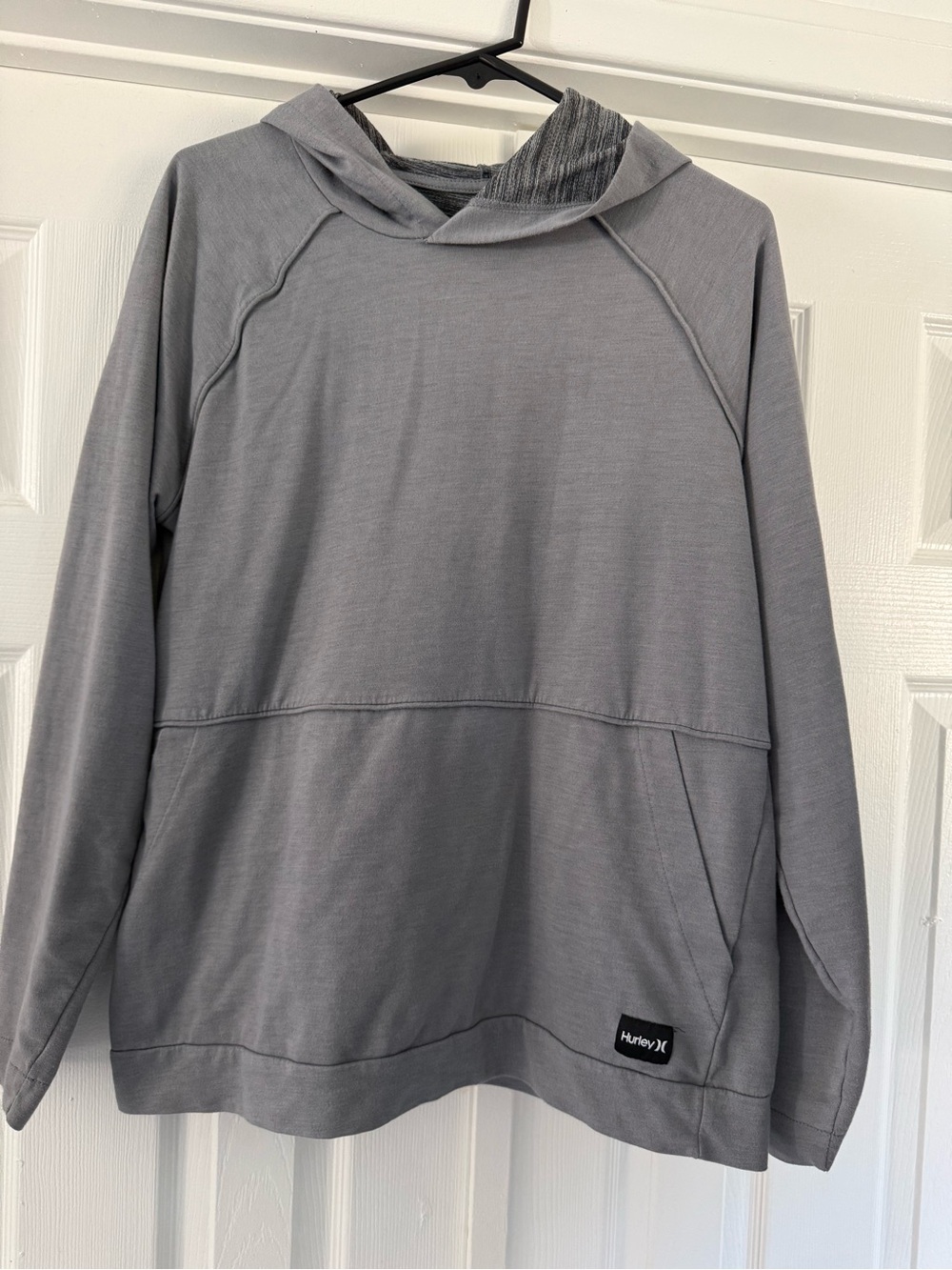 Hurley Men’s Gray Pullover Hoodie with Kangaroo Pocket